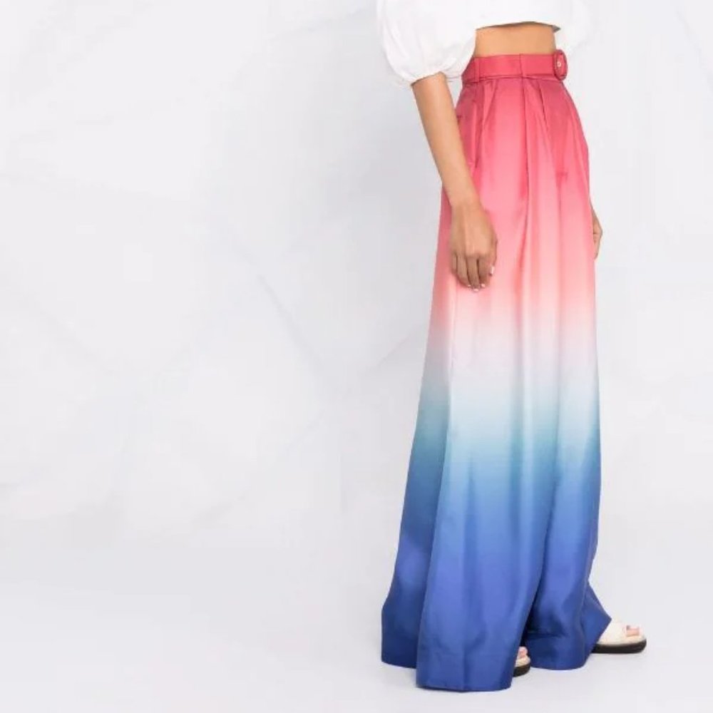 ZIMMERMANN ombré-print wide-leg silk trousers